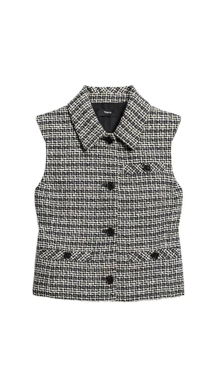Stripe Tweed Vest-Tops/Blouses-Uniquities