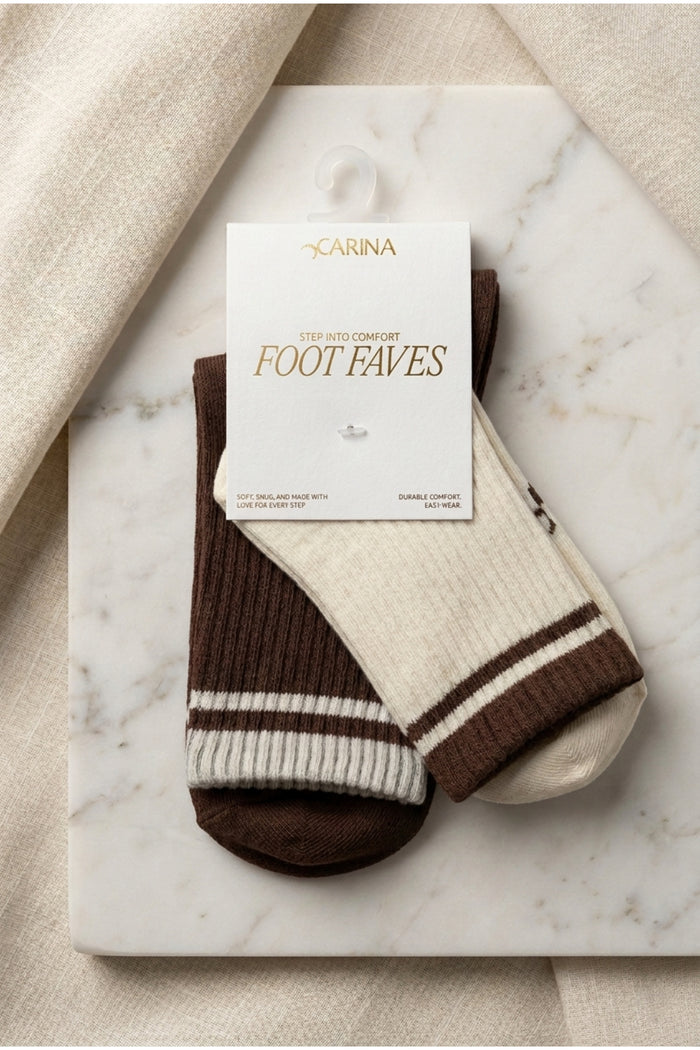 Striped Cuff Socks - 2 Pairs