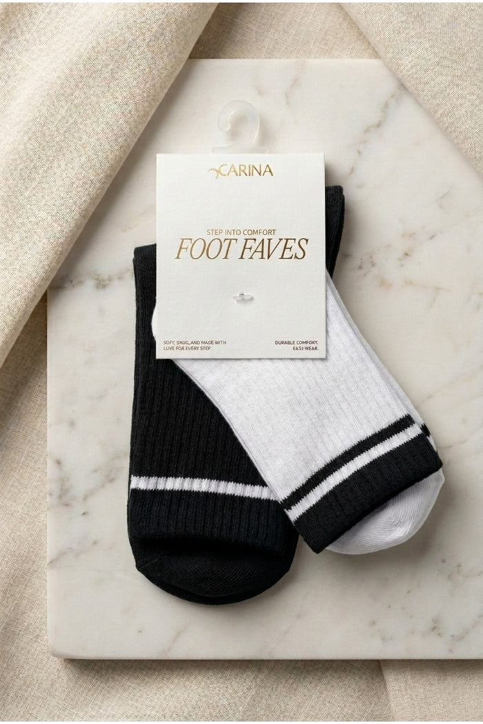 Striped Cuff Socks - 2 Pairs