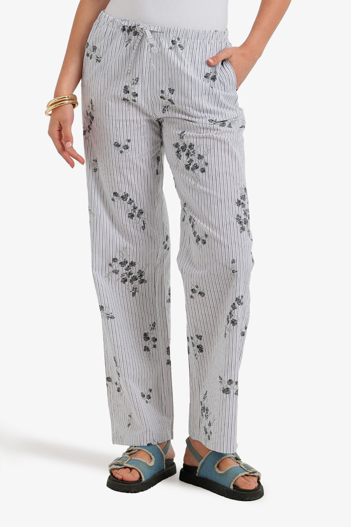Striped Floral Print Pants