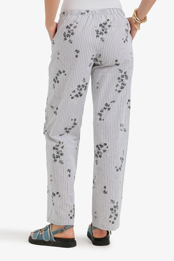 Striped Floral Print Pants