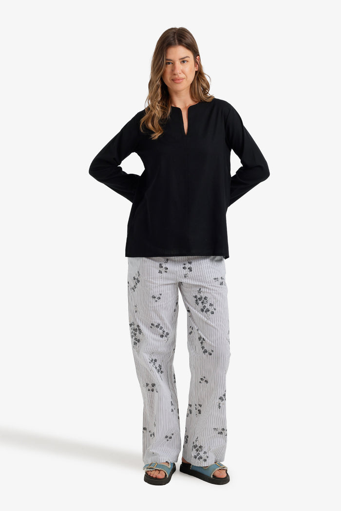 Striped Floral Print Pants