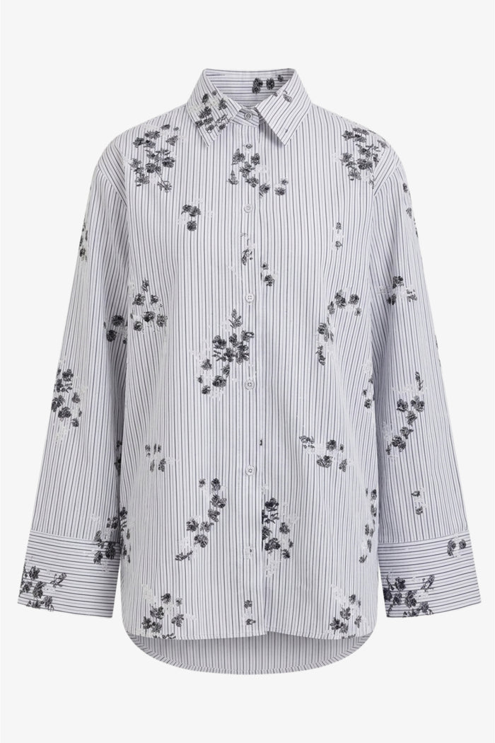 Striped Floral Relaxed Shirt