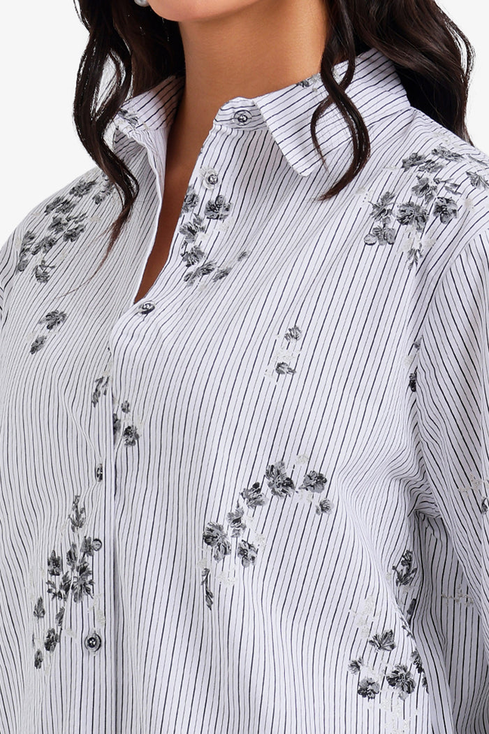 Striped Floral Relaxed Shirt