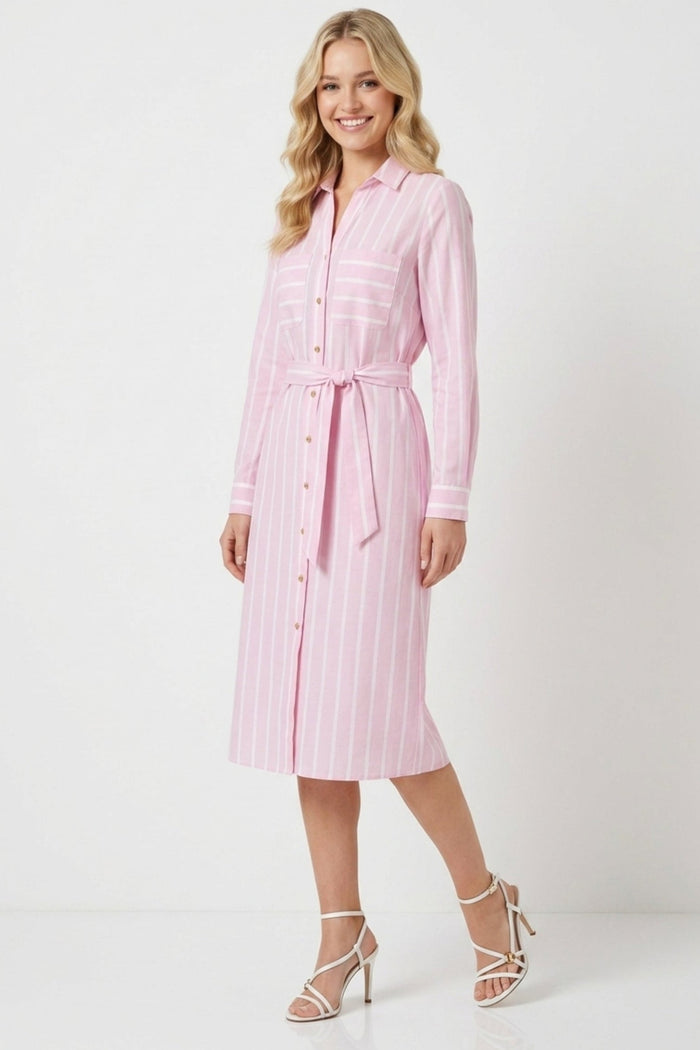 Striped Midi Shirt Dress