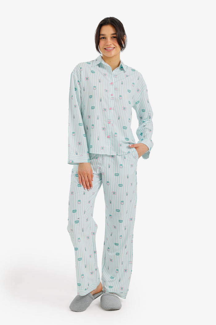 Striped Printed Pyjama Set