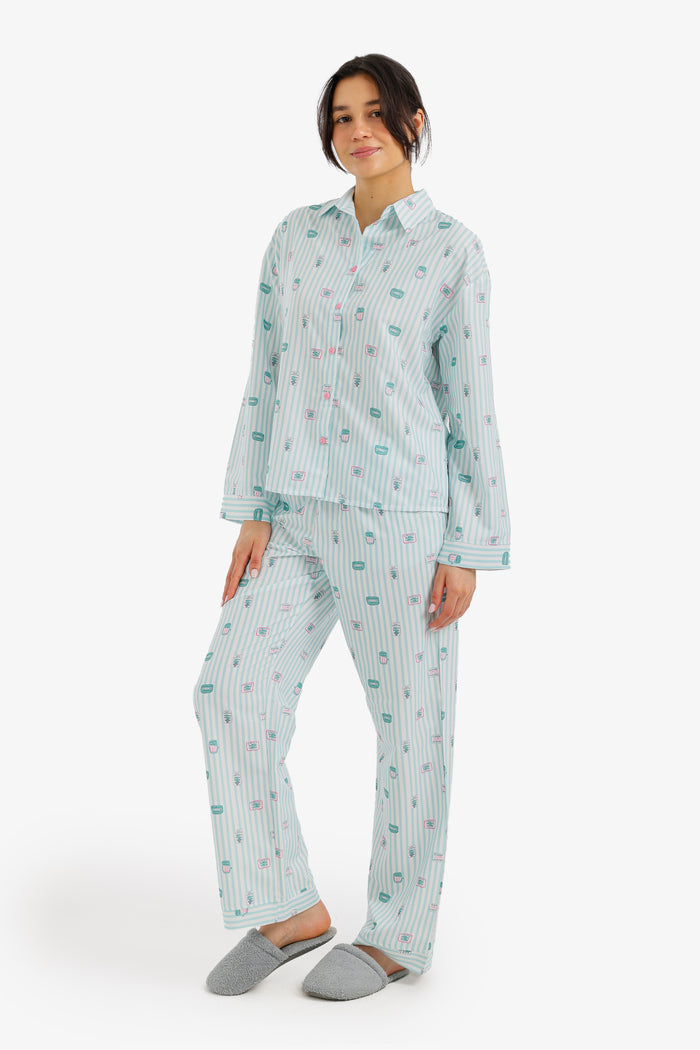 Striped Printed Pyjama Set