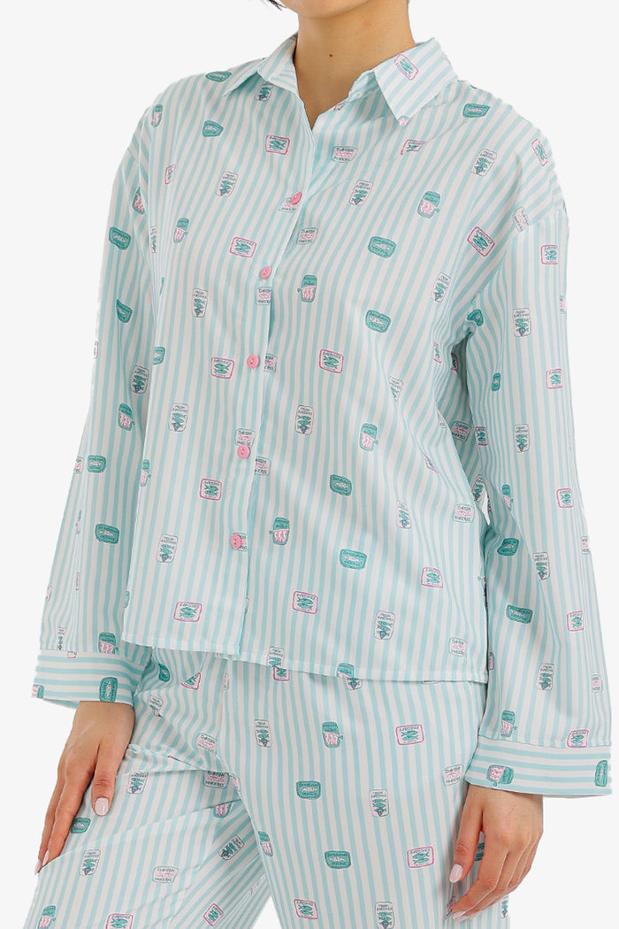 Striped Printed Pyjama Set