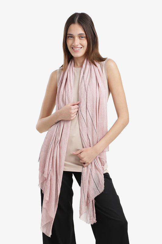 Striped Scarf with Fringed Edges