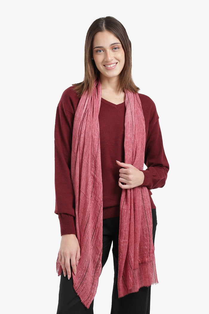 Striped Scarf with Fringed Edges