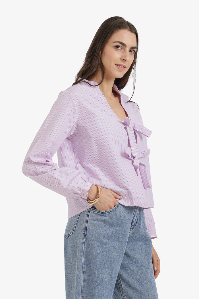 Striped Tie-Front Shirt
