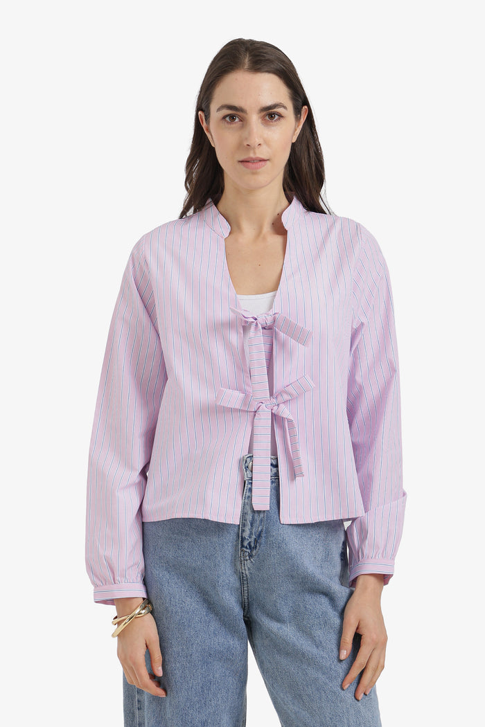Striped Tie-Front Shirt