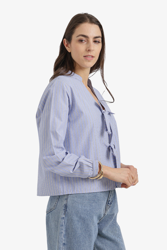 Striped Tie-Front Shirt
