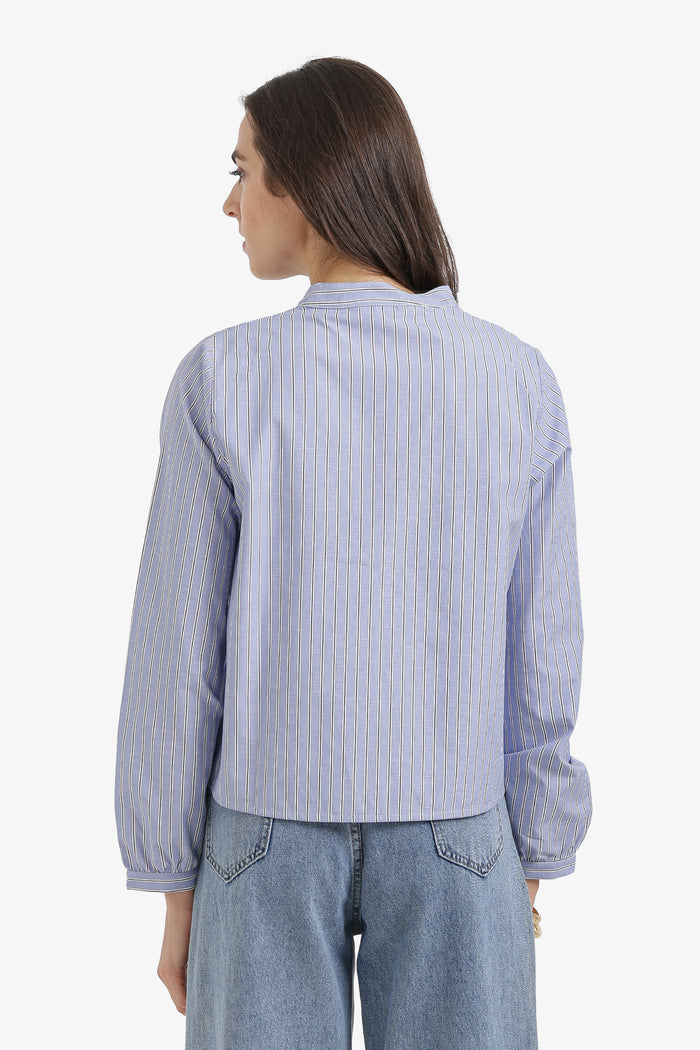 Striped Tie-Front Shirt