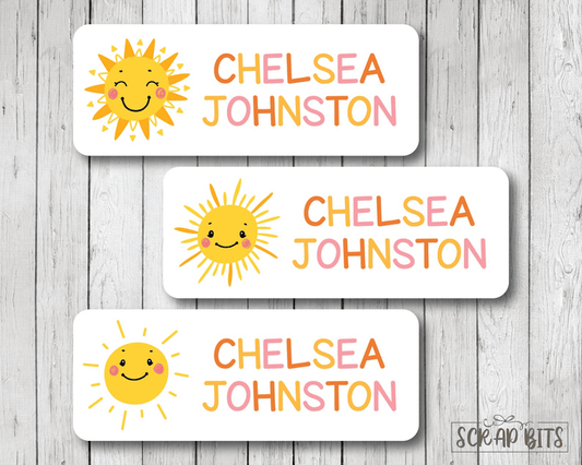Sunshine Name Labels . Personalized Belonging Labels - Scrap Bits
