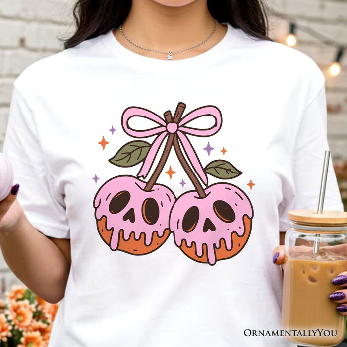 Sweet and Spooky Poison Cherries Halloween T-Shirt, Coquette Skulls Tee T-Shirts OrnamentallyYou