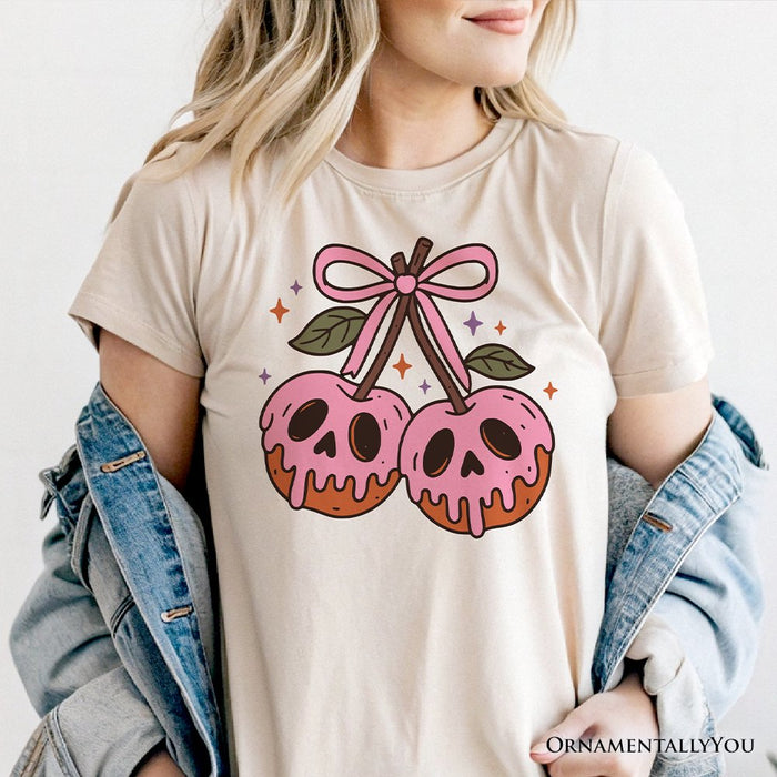 Sweet and Spooky Poison Cherries Halloween T-Shirt, Coquette Skulls Tee T-Shirts OrnamentallyYou