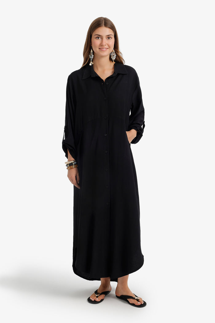 Tab Sleeve Shirt Dress