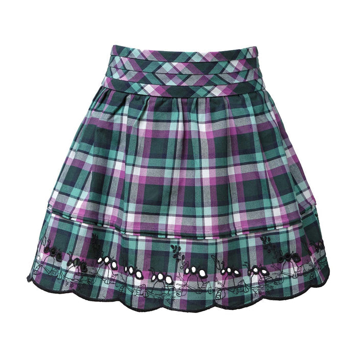 Girls tartan mini skirt with an integrated pleated belt