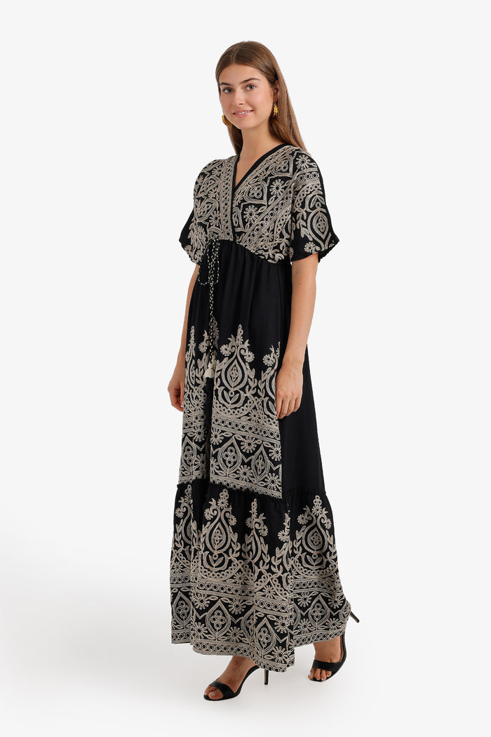 Tassel-Tie Maxi Dress