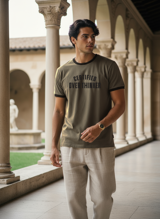 Textured Knit 221 Gsm-Dark Khaki T-shirt