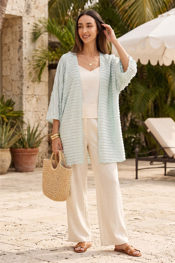 Textured Ruffle Beach Kimono