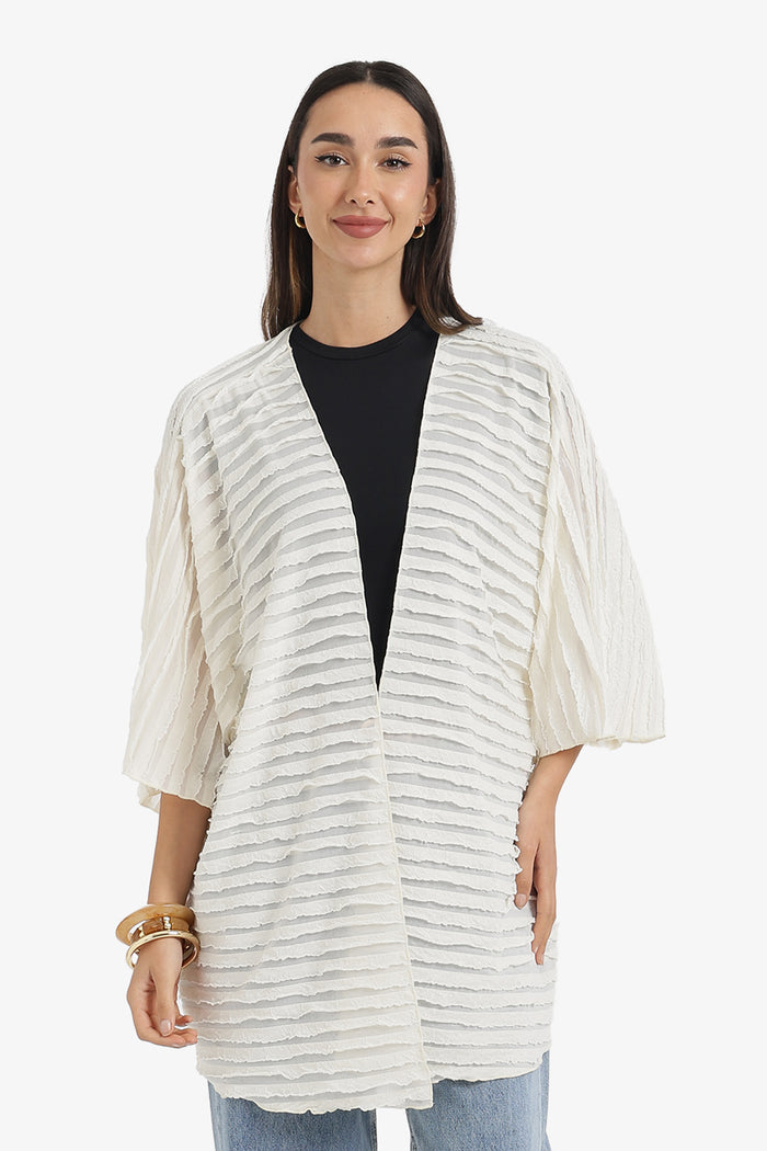 Textured Ruffle Beach Kimono