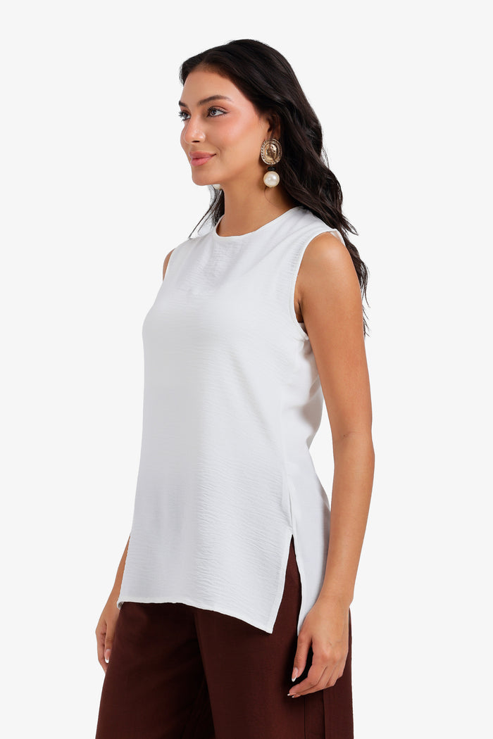 Textured Sleeveless Blouse