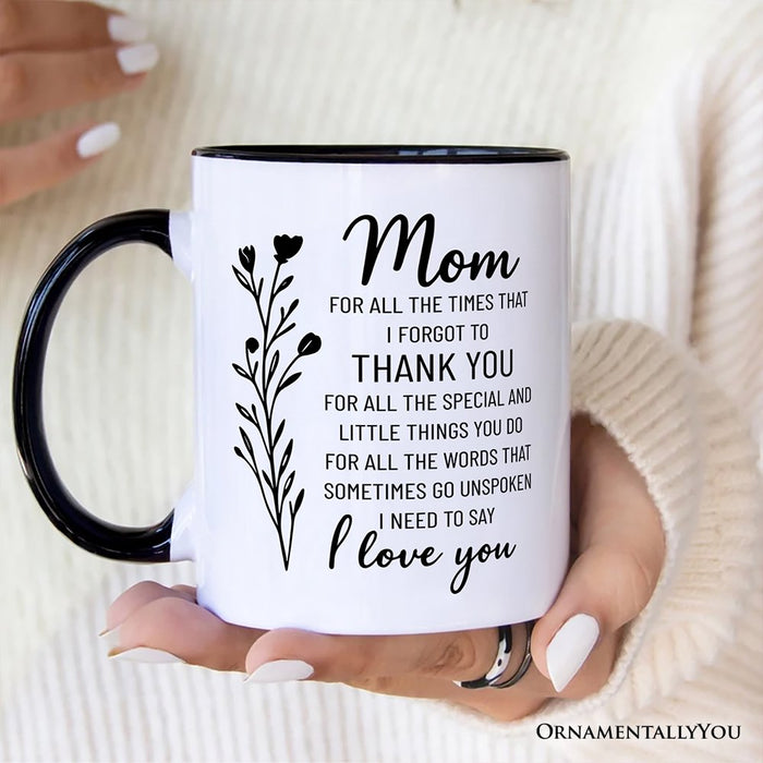 Thank You Mom Personalized Mug, Minimalist Mama Gift with Custom Name Personalized Ceramic Mug OrnamentallyYou