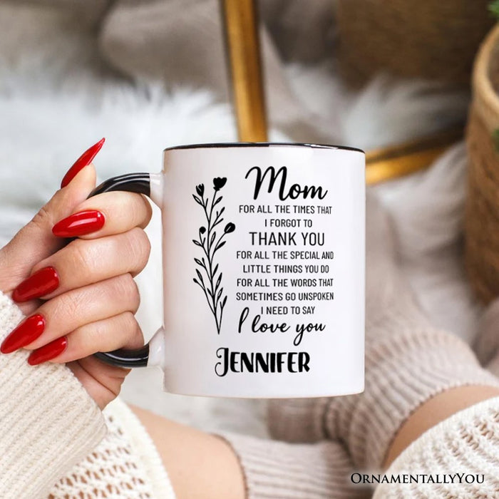 Thank You Mom Personalized Mug, Minimalist Mama Gift with Custom Name Personalized Ceramic Mug OrnamentallyYou