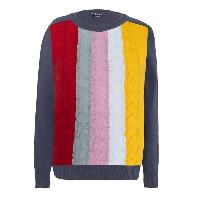 Classic kids cable knit sweater in soft cream cotton yarn