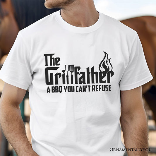 The Grillfather BBQ T-Shirt, White Funny Tee for Grillmaster Dads T-Shirts OrnamentallyYou