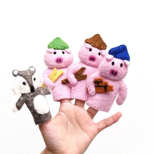 The Three Little Pigs Felt Finger Puppet Set