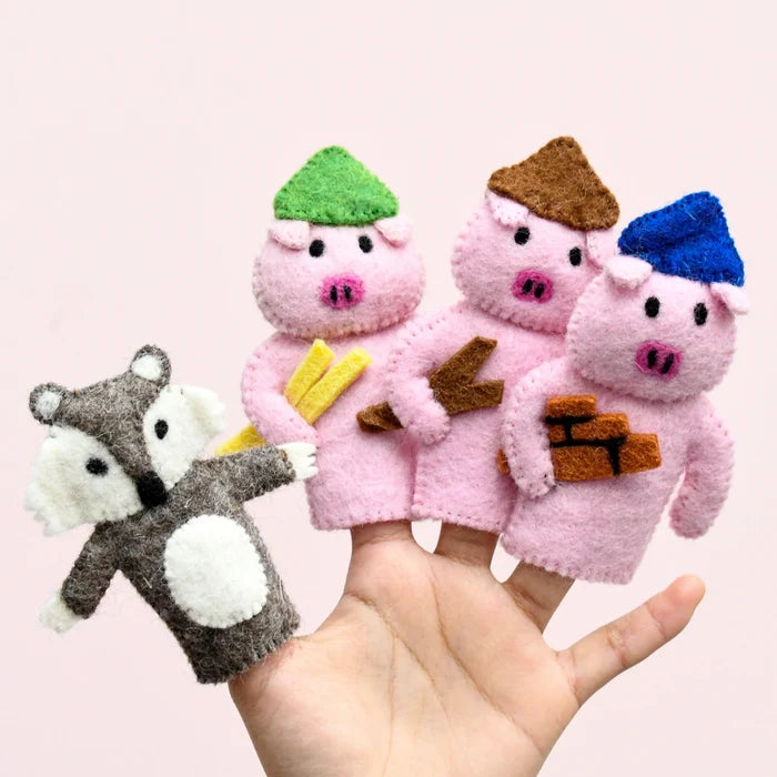 The Three Little Pigs Felt Finger Puppet Set