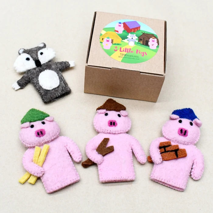 The Three Little Pigs Felt Finger Puppet Set