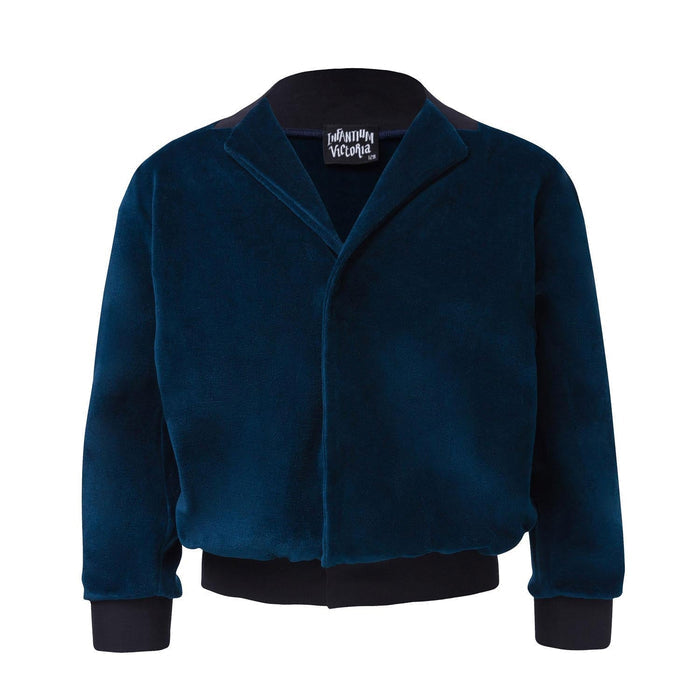 Petrol blue organic cotton velvet blazer for children