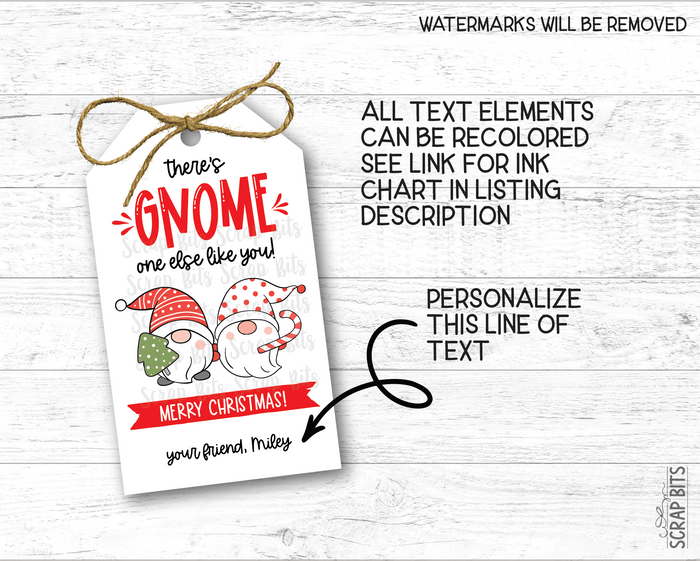 There's GNOME One Else Like You . Personalized Christmas Gift Tags - Scrap Bits