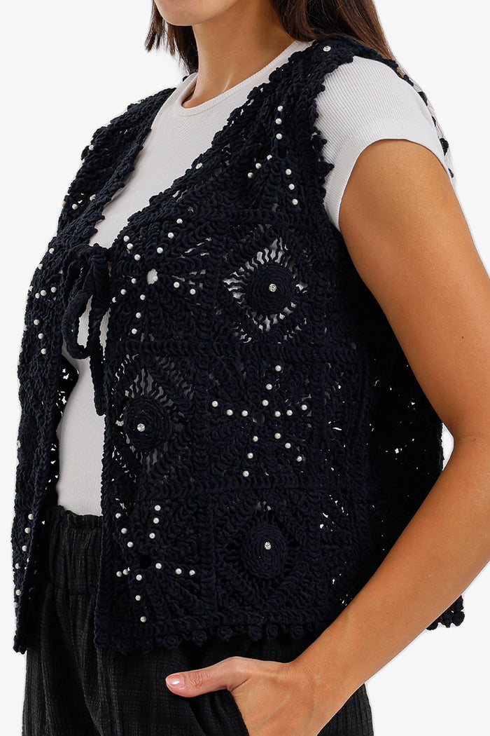 Tie-Front Crochet Vest