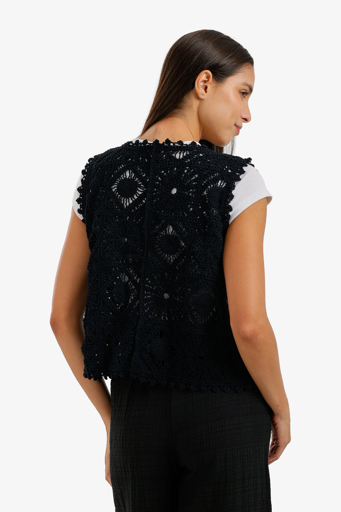 Tie-Front Crochet Vest