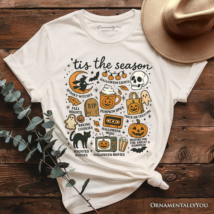 Tis the Season Retro Spooky Halloween T-Shirt, Autumn Vibes Essentials Tee T-Shirts OrnamentallyYou Natural XS