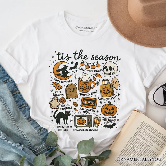 Tis the Season Retro Spooky Halloween T-Shirt, Autumn Vibes Essentials Tee T-Shirts OrnamentallyYou White XS