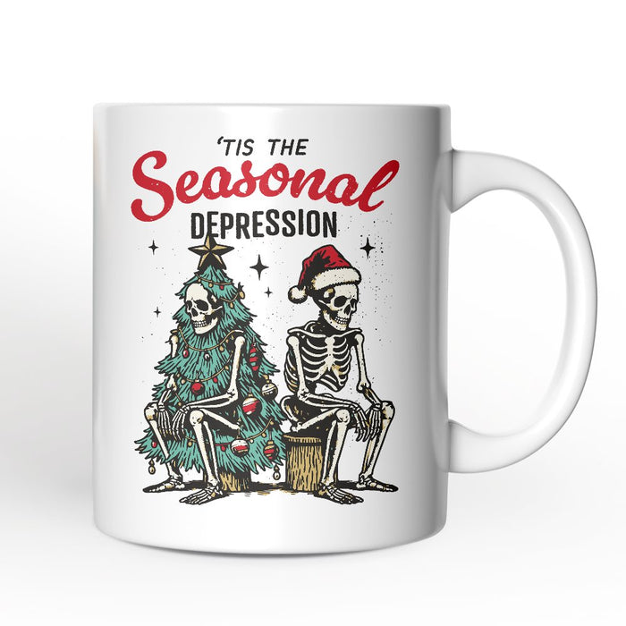 Tis the Seasonal Depression Personalized Mug, Dark Humor Christmas Gift with Custom Name Personalized Ceramic Mug OrnamentallyYou 12oz Mug Non-Custom