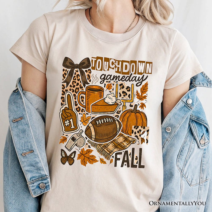 Touchdown Game Day Fall Football T-Shirt, Retro Coquette Autumn Vibes Tee T-Shirts OrnamentallyYou
