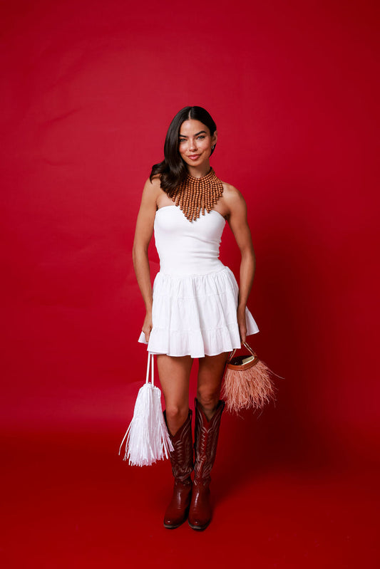 Touchdown Mini Dress - White Grad
