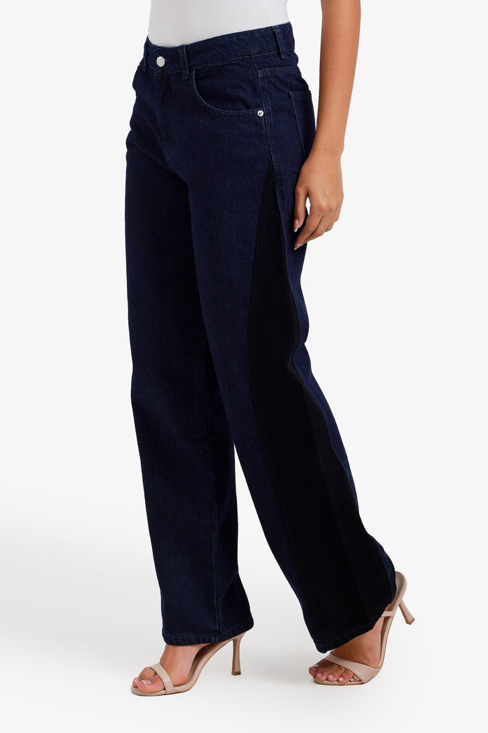 Two-Tone Denim Pants