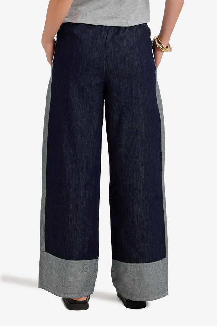 Two-Tone Denim Pants
