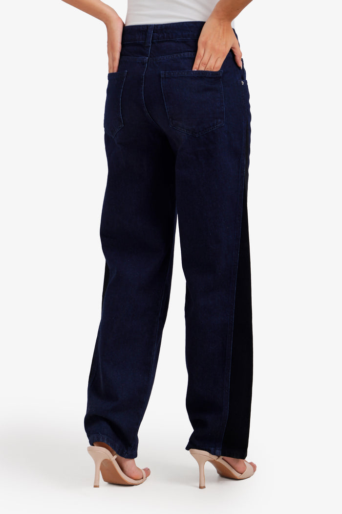 Two-Tone Denim Pants
