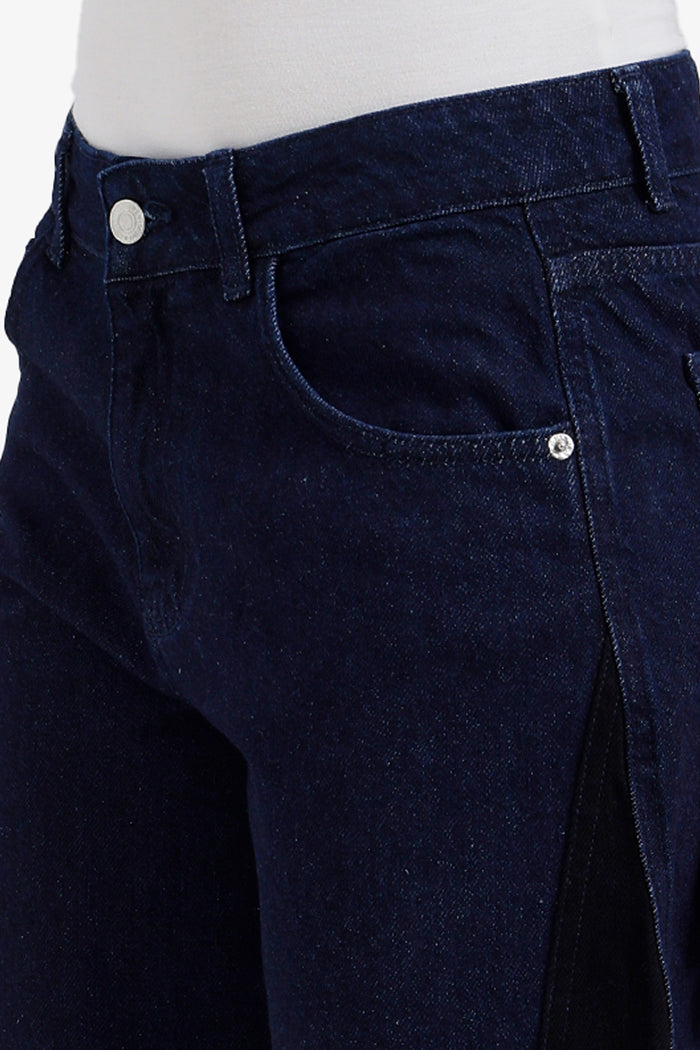 Two-Tone Denim Pants
