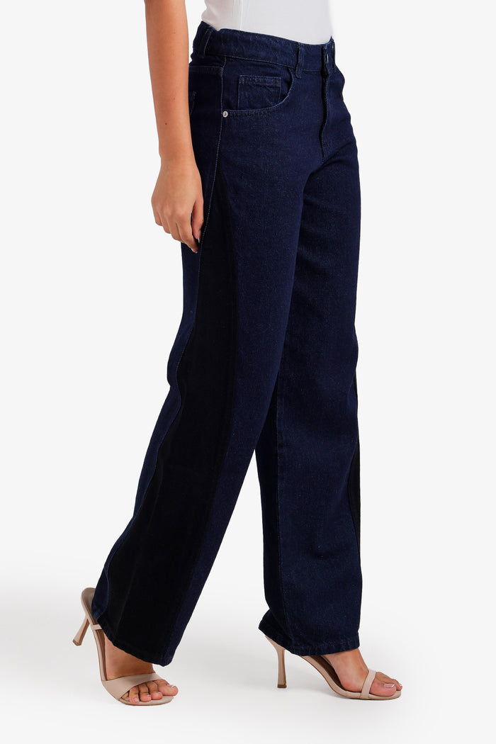 Two-Tone Denim Pants
