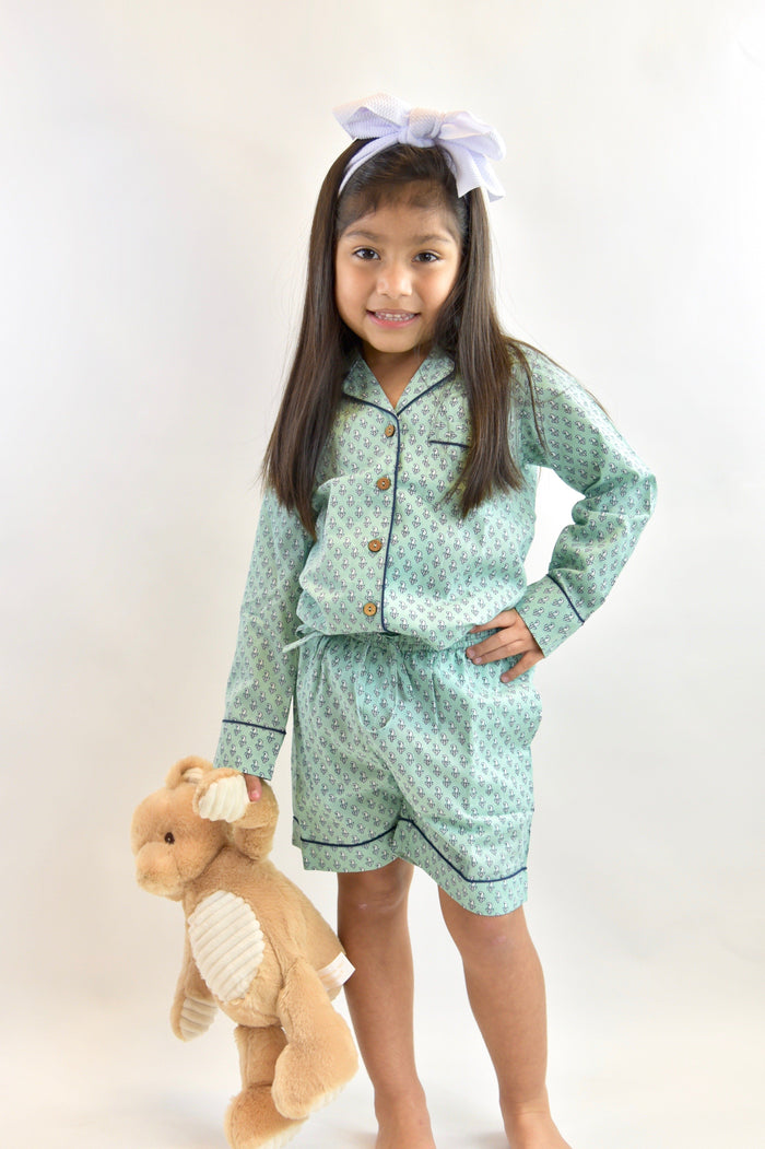 Unisex Teal Printed 2 pc Set Dress Yo Baby Wholesale